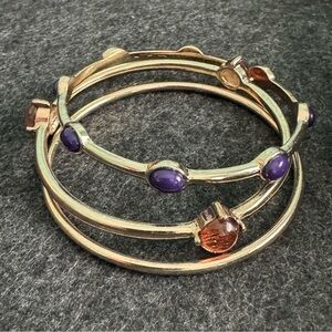 Sarah Coventry Gold and Purple Stackable Bracelets